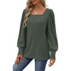 image:imageWIHOLL Long Sleeve Shirts for Women Trendy Casual Square Neck Tops Lightweight Sweaters06green