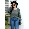 image:imageWIHOLL Long Sleeve Shirts for Women Trendy Casual Square Neck Tops Lightweight Sweaters06green