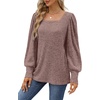 image:imageWIHOLL Long Sleeve Shirts for Women Trendy Casual Square Neck Tops Lightweight Sweaters08pink