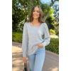 image:imageWIHOLL Long Sleeve Shirts for Women Trendy Casual Square Neck Tops Lightweight Sweaters09light Grey
