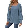 image:imageWIHOLL Long Sleeve Shirts for Women Trendy Casual Square Neck Tops Lightweight Sweaters11blue