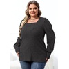 image:imageWIHOLL Long Sleeve Shirts for Women Trendy Casual Square Neck Tops Lightweight Sweaters12dark Grey