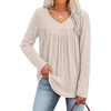 image:imageWIHOLL Long Sleeve Shirts for Women V Neck Lightweight Sweaters Casual Tunic Tops Outfits Fall Fashion Clothes 202602  Beige