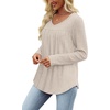 image:imageWIHOLL Long Sleeve Shirts for Women V Neck Lightweight Sweaters Casual Tunic Tops Outfits Fall Fashion Clothes 202602  Beige