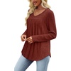 image:imageWIHOLL Long Sleeve Shirts for Women V Neck Lightweight Sweaters Casual Tunic Tops Outfits Fall Fashion Clothes 202603  Caramel