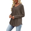 image:imageWIHOLL Long Sleeve Shirts for Women V Neck Lightweight Sweaters Casual Tunic Tops Outfits Fall Fashion Clothes 202605  Coffee
