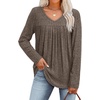 image:imageWIHOLL Long Sleeve Shirts for Women V Neck Lightweight Sweaters Casual Tunic Tops Outfits Fall Fashion Clothes 202605  Coffee