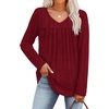 image:imageWIHOLL Long Sleeve Shirts for Women V Neck Lightweight Sweaters Casual Tunic Tops Outfits Fall Fashion Clothes 202606  Bright Red