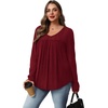 image:imageWIHOLL Long Sleeve Shirts for Women V Neck Lightweight Sweaters Casual Tunic Tops Outfits Fall Fashion Clothes 202606  Bright Red