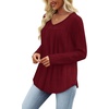 image:imageWIHOLL Long Sleeve Shirts for Women V Neck Lightweight Sweaters Casual Tunic Tops Outfits Fall Fashion Clothes 202606  Bright Red