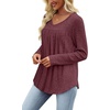 image:imageWIHOLL Long Sleeve Shirts for Women V Neck Lightweight Sweaters Casual Tunic Tops Outfits Fall Fashion Clothes 202607  Purple Red