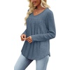 image:imageWIHOLL Long Sleeve Shirts for Women V Neck Lightweight Sweaters Casual Tunic Tops Outfits Fall Fashion Clothes 202608  Light Blue