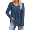 image:imageWIHOLL Long Sleeve Shirts for Women V Neck Lightweight Sweaters Casual Tunic Tops Outfits Fall Fashion Clothes 202609  Blue