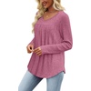 image:imageWIHOLL Long Sleeve Shirts for Women V Neck Lightweight Sweaters Casual Tunic Tops Outfits Fall Fashion Clothes 202609  Hot Pink