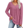 image:imageWIHOLL Long Sleeve Shirts for Women V Neck Lightweight Sweaters Casual Tunic Tops Outfits Fall Fashion Clothes 202609  Hot Pink