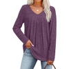 image:imageWIHOLL Long Sleeve Shirts for Women V Neck Lightweight Sweaters Casual Tunic Tops Outfits Fall Fashion Clothes 202609  Purple