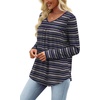 image:imageWIHOLL Long Sleeve Shirts for Women V Neck Lightweight Sweaters Casual Tunic Tops Outfits Fall Fashion Clothes 202612  Purple Blue Stripes