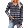 image:imageWIHOLL Long Sleeve Shirts for Women V Neck Lightweight Sweaters Casual Tunic Tops Outfits Fall Fashion Clothes 202612  Purple Blue Stripes