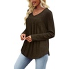 image:imageWIHOLL Long Sleeve Shirts for Women V Neck Lightweight Sweaters Casual Tunic Tops Outfits Fall Fashion Clothes 202613  Dark Brown