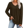 image:imageWIHOLL Long Sleeve Shirts for Women V Neck Lightweight Sweaters Casual Tunic Tops Outfits Fall Fashion Clothes 202613  Dark Brown
