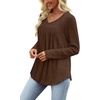 image:imageWIHOLL Long Sleeve Shirts for Women V Neck Lightweight Sweaters Casual Tunic Tops Outfits Fall Fashion Clothes 202614  Mocha Brown