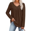 image:imageWIHOLL Long Sleeve Shirts for Women V Neck Lightweight Sweaters Casual Tunic Tops Outfits Fall Fashion Clothes 202614  Mocha Brown