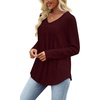 image:imageWIHOLL Long Sleeve Shirts for Women V Neck Lightweight Sweaters Casual Tunic Tops Outfits Fall Fashion Clothes 202615  Maroon