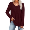 image:imageWIHOLL Long Sleeve Shirts for Women V Neck Lightweight Sweaters Casual Tunic Tops Outfits Fall Fashion Clothes 202615  Maroon