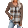 image:imageWIHOLL Long Sleeve Shirts for Women V Neck Lightweight Sweaters Casual Tunic Tops Outfits Fall Fashion Clothes 202616  Brown Black Plaid