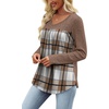 image:imageWIHOLL Long Sleeve Shirts for Women V Neck Lightweight Sweaters Casual Tunic Tops Outfits Fall Fashion Clothes 202616  Brown Black Plaid