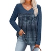 image:imageWIHOLL Long Sleeve Shirts for Women V Neck Lightweight Sweaters Casual Tunic Tops Outfits Fall Fashion Clothes 202618  Blue Ombre Print