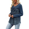 image:imageWIHOLL Long Sleeve Shirts for Women V Neck Lightweight Sweaters Casual Tunic Tops Outfits Fall Fashion Clothes 202618  Blue Ombre Print