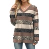 image:imageWIHOLL Long Sleeve Shirts for Women V Neck Tops Tunic 2026 Fall Outfits Winter Sweatshirts ClothesStripes Brown