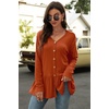 image:imageWIHOLL Long Sleeve Tops Shirts for Women Babydoll V Neck Buttons Ruffle Tunic Tops Blouses