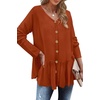 image:imageWIHOLL Long Sleeve Tops Shirts for Women Babydoll V Neck Buttons Ruffle Tunic Tops Blouses