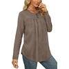 image:imageWIHOLL Long Sleeve Tunic Tops for Women Fashion T Shirts for Girls Curved Hem Coffee XL
