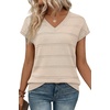 image:imageWIHOLL Short Sleeve Sweater for Women V Neck Trendy Summer Tops 2026 Spring Fashion Clothing Business Casual OutfitsApricot