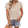 image:imageWIHOLL Short Sleeve Sweater for Women V Neck Trendy Summer Tops 2026 Spring Fashion Clothing Business Casual OutfitsApricot