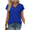 image:imageWIHOLL Short Sleeve Sweater for Women V Neck Trendy Summer Tops 2026 Spring Fashion Clothing Business Casual OutfitsBlue