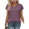 image:imageWIHOLL Short Sleeve Sweater for Women V Neck Trendy Summer Tops 2026 Spring Fashion Clothing Business Casual OutfitsGrey Purple