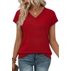 image:imageWIHOLL Short Sleeve Sweater for Women V Neck Trendy Summer Tops 2026 Spring Fashion Clothing Business Casual OutfitsRed