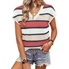 image:imageWIHOLL Short Sleeve Sweater for Women V Neck Trendy Summer Tops 2026 Spring Fashion Clothing Business Casual OutfitsZ  Multicolored Block