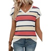 image:imageWIHOLL Short Sleeve Sweater for Women V Neck Trendy Summer Tops 2026 Spring Fashion Clothing Business Casual OutfitsZ  Multicolored Block