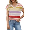 image:imageWIHOLL Short Sleeve Sweater for Women V Neck Trendy Summer Tops 2026 Spring Fashion Clothing Business Casual OutfitsZ  Multicolored Stripes
