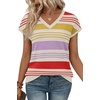 image:imageWIHOLL Short Sleeve Sweater for Women V Neck Trendy Summer Tops 2026 Spring Fashion Clothing Business Casual OutfitsZ  Multicolored Stripes