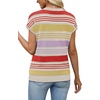image:imageWIHOLL Short Sleeve Sweater for Women V Neck Trendy Summer Tops 2026 Spring Fashion Clothing Business Casual OutfitsZ  Multicolored Stripes