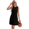 image:imageWIHOLL Summer Dresses for Women 2026 Loose Crew Neck Sleeveless Sundresses Casual Swimsuit Coverup with Pockets1black
