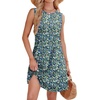 image:imageWIHOLL Summer Dresses for Women 2026 Loose Crew Neck Sleeveless Sundresses Casual Swimsuit Coverup with PocketsFloral 01
