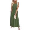 image:imageWIHOLL Summer Dresses for Women 2026 Maxi Dresses Long Flowy A Line Sleeveless Sundresses with PocketsArmy Green