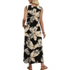 image:imageWIHOLL Summer Dresses for Women 2026 Maxi Dresses Long Flowy A Line Sleeveless Sundresses with PocketsBlack Beige Tropical Leaves